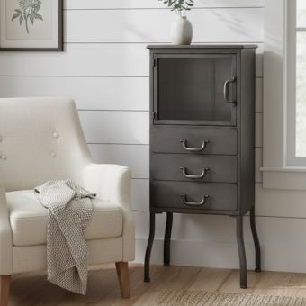 Antique Black 3 Drawer Metal Storage Cabinet