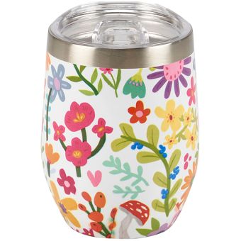 Blooming Florals Stainless Wine Tumbler with Lid