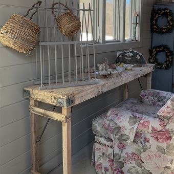 Rustic Bleached Wood Folding Wedding Table 66 Inch