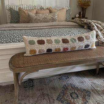Block Pattern Crocheted Lumbar Pillow