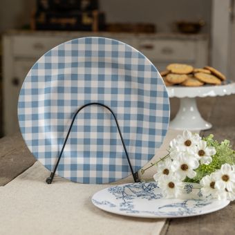 Blue Gingham Check Charger Plate