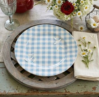Blue Gingham Check Charger Plate