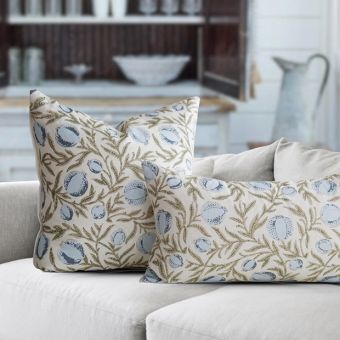 Blue Pomegranate Block Print Pillow Cover Collection