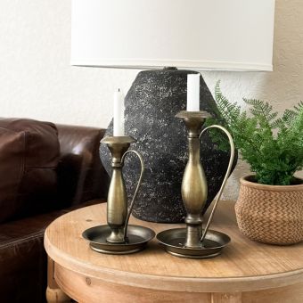 Bronze Candlestick With Arched Handle Set of 2