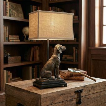 Bronzed Dog Sculpture Table Lamp