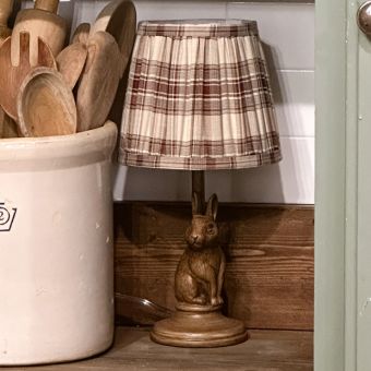 Bunny Base Mini Lamp with Pleated Tartan Shade