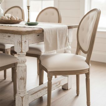 Button Tufted Birch Wood Dining Chair Set of 6