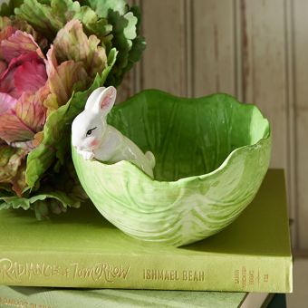 Cabbage Bunny Ceramic Bowl