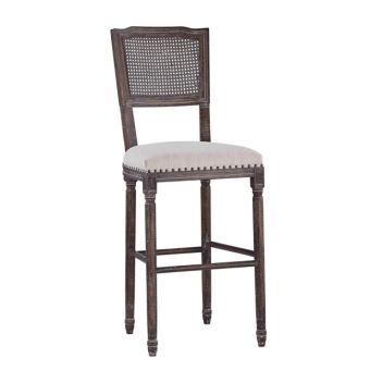 Cane Back Cream Cushion Bar Stool