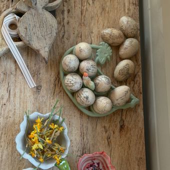 Cast Iron Rooster Egg Holder Sage Green