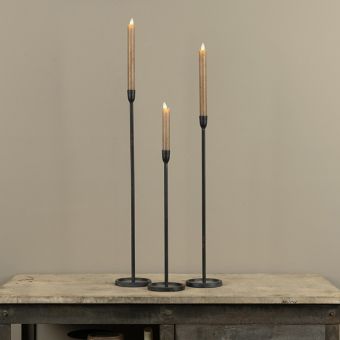 Classic Black Metal Taper Candle Holder Set of 3