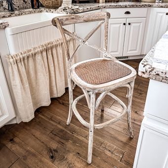 Classic Whitewash Cross Back Stool 24 Inch