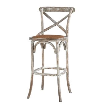 Classic Whitewash Cross Back Stool 30 Inch