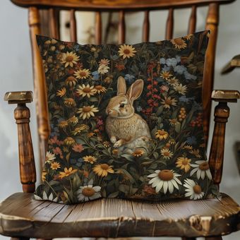 Cottagecore Floral Rabbit Pillow Cover 18x18