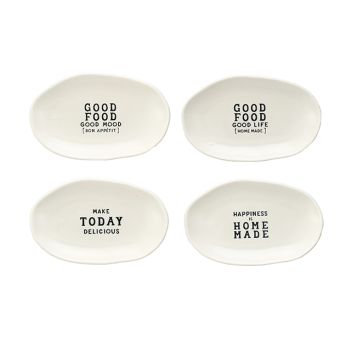 Cute Sayings Stoneware Appetizer Plate Set of 4