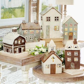 Farm Village Candle Lantern Collection Set of 3