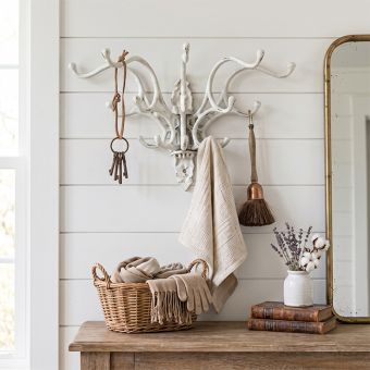 Decorative Distressed Multi Hook Wall Rack