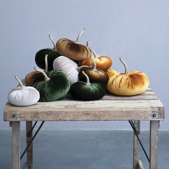 Decorative Green Velvet Pumpkin