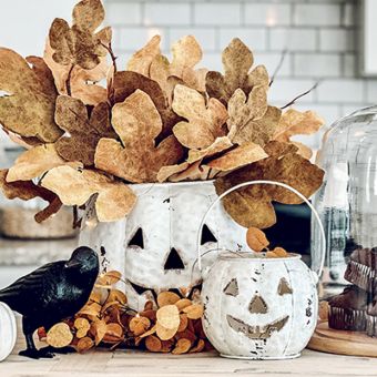 Decorative Jack O Lantern Bucket Set of 2