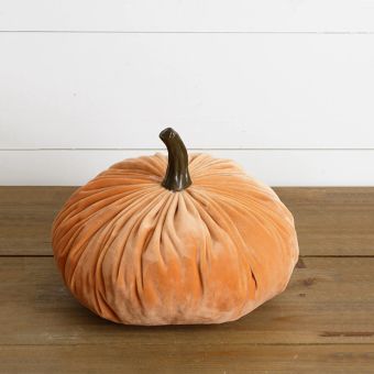 Decorative Orange Velvet Pumpkin