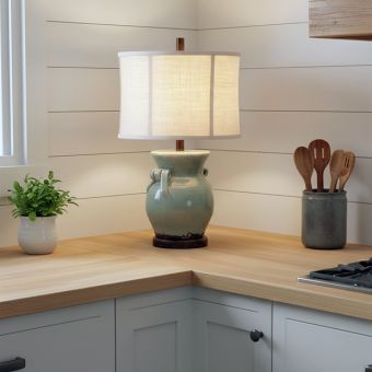 Distressed Blue Ceramic Jug Table Lamp