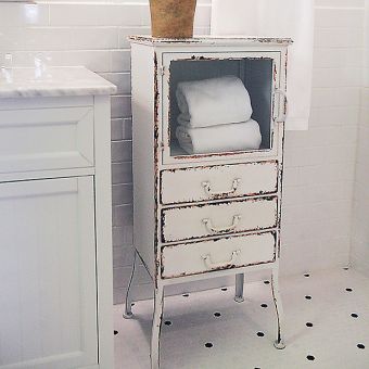Distressed Metal Cabinet With 3 Drawers