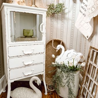 Distressed Metal Cabinet With 3 Drawers
