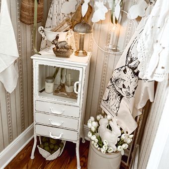 Distressed Metal Cabinet With 3 Drawers