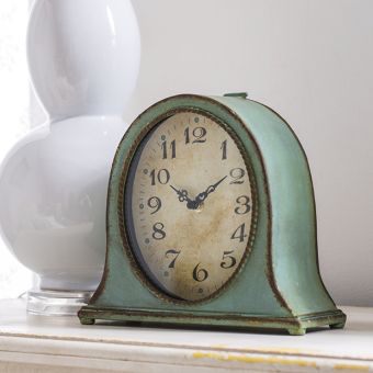Distressed Metal Table Clock