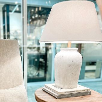 Distressed Table Lamp With Empire Shade Set of 2 Antique Farmhouse