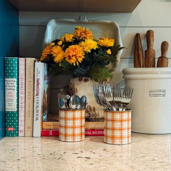 Farmhouse Fall Plaid Metal Bucket