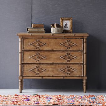 Faux Bamboo 3 Drawer Dresser