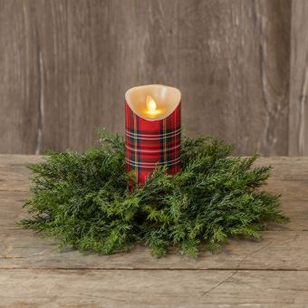 Faux Evergreen Cedar Candle Ring