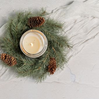 Faux Pinecone Candle Wreath