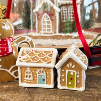 Festive Gingerbread Serveware Collection Salt and Pepper Shaker Set
