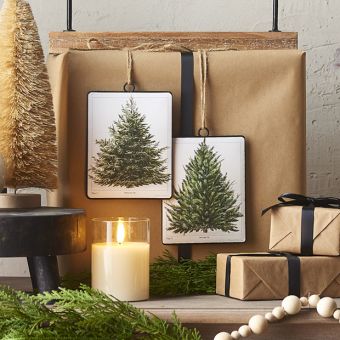 Fir Tree Holiday Disc Ornaments Set of 4