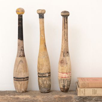 Found Wood Juggling Pin Set of 2