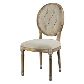 French Linen Tufted Side Chair Set of 8 - Thumbnail 4
