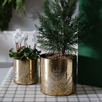 Gold Finish Etched Pot Vase