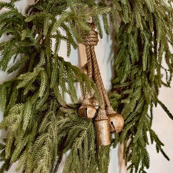 Gold Finish Metal Bells On Jute