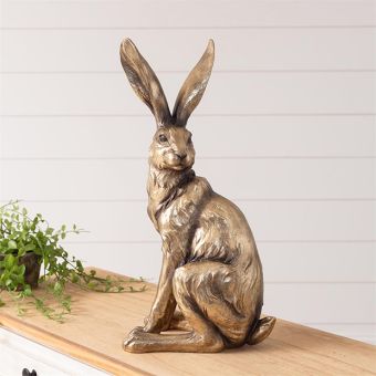 Gold Finish Standing Rabbit Figure