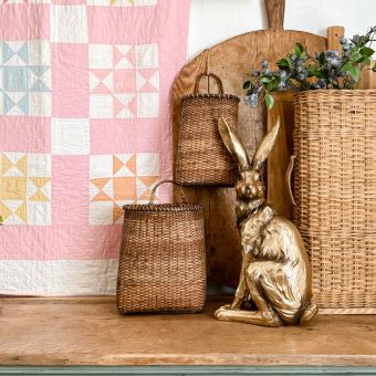 Gold Finish Standing Rabbit Figure