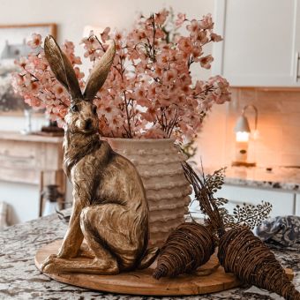 Gold Finish Standing Rabbit Figure