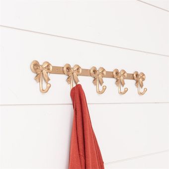 Gold Metallic Bow 5 Hook Wall Rack