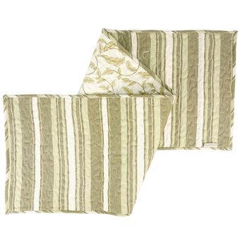 Green Floral Striped Table Runner