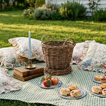 Handled Rattan Planter Basket