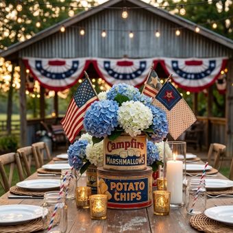 Handmade Primitive Patriotic Flags Set of 3