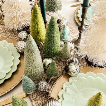 Hues Of Green Bottle Brush Tree 8 Inch