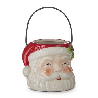 Jolly Santa Handled Ceramic Container