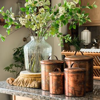 Lidded Copper Finished Stainless Steel Canisters Set of 4